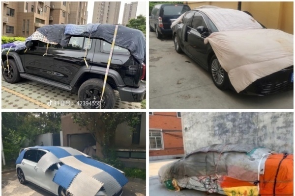 Heavy Rain and Hail Across Many Regions of the Mainland Create an Unusual Sight: Cars Covered With Quilts