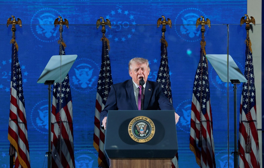 Trump extols America, rails at communism in US 250th celebration